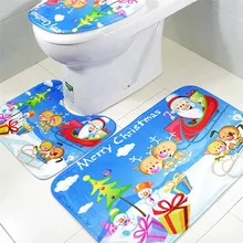 3 шт./компл. Рождественская ванная Удобная Нескользящая синяя стойка для тряпок в стиле океана+ крышка для унитаза+ коврик для ванной#0915 D