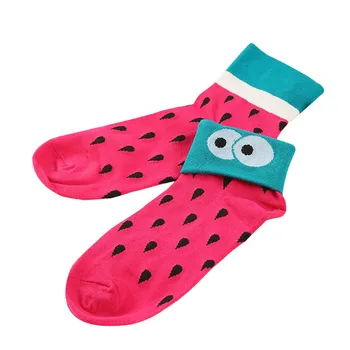 

2020 New Fashion Autumn and Winter Korean Cotton Socks Flip Expression Women Socks Three Bar Sock Creative Cartoon Girls Meias