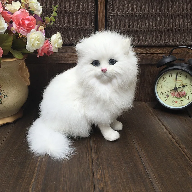 Simulation plush cat lifelike crouching animal models handmade realistic persian cat dolls children plush toys home decoration