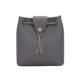 Новые женские сумки ПУ кожа ковша Для женщин сумка кулон милый олень Bolsa Повседневное сумки Mini Crossbody Bag
