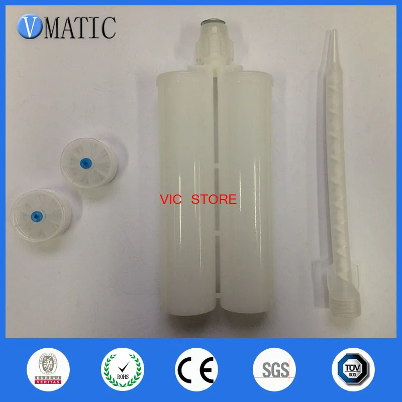 

Free Shipping Two Component Cartridge 400cc/ml 1:1 Glue Dispensing Cartridge With Static Mixer And Piston