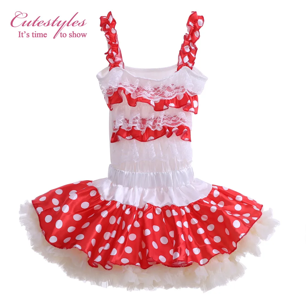Cutestyles Fashion Halloween And Chirstmas Baby Girl Clothes Strap Party Dress Red Dots Tutu for Toddle TD30721-4 | Детская одежда и