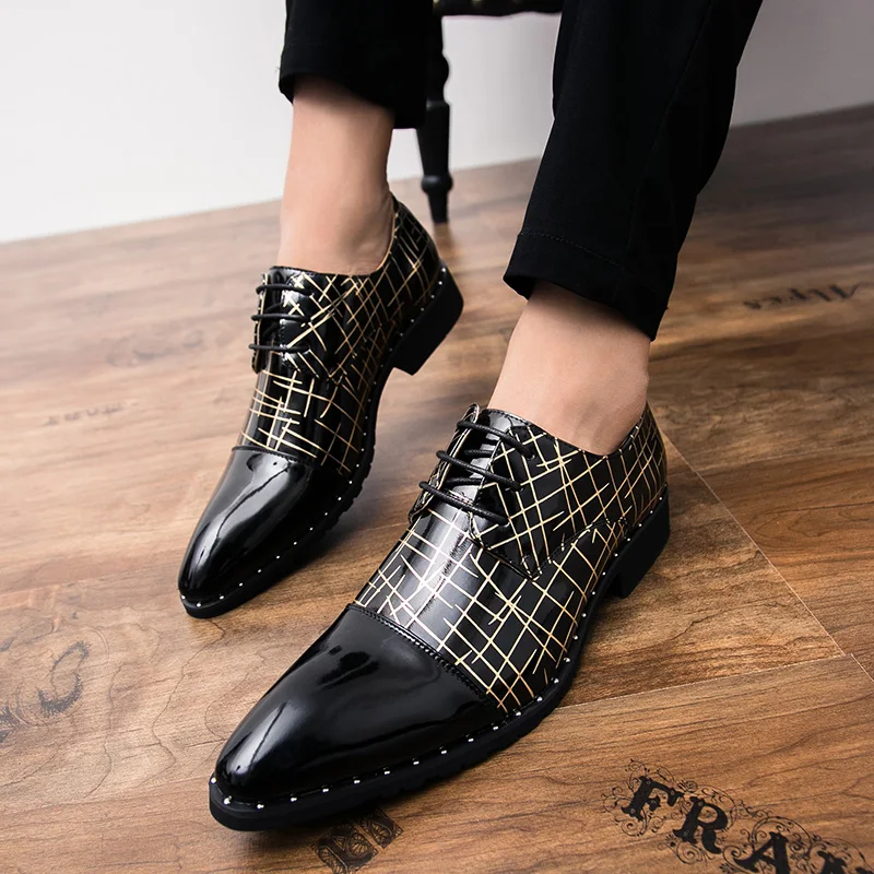 pointed toe mixed colors patent leather men shoes fashion dress ballroom dancing wedding pary flats derby oxfords shoes for men (15)