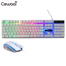 Cewaal прочный проводной 104 ключи Gaming Мышь и клавиатура Gamer Подсветка клавиатуры ноутбука офисные Интимные аксессуары Мыши компьютерные комплект для игр