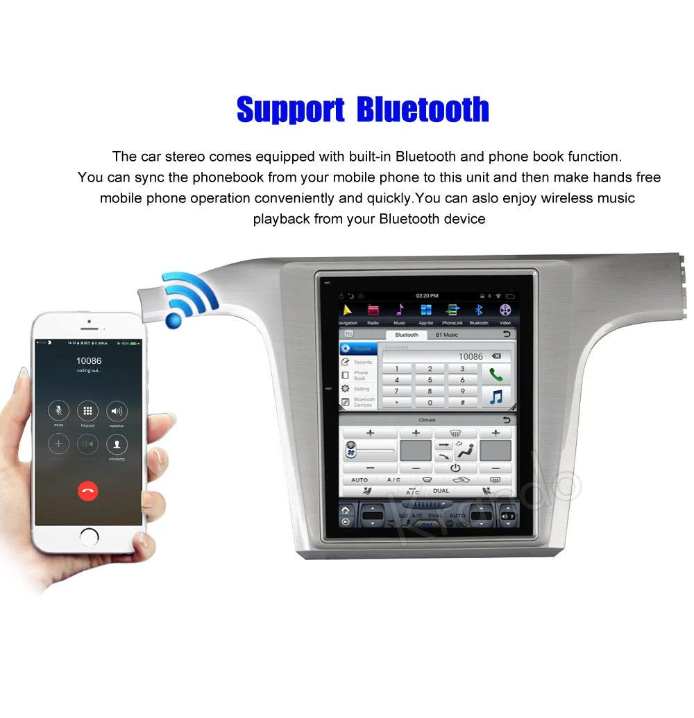 Perfect Krando Android 8.1 10.4" Tesla Vertical touch screen car audio radio GPS for VW Volkswagen Passat entertainment syatem OBD2 3