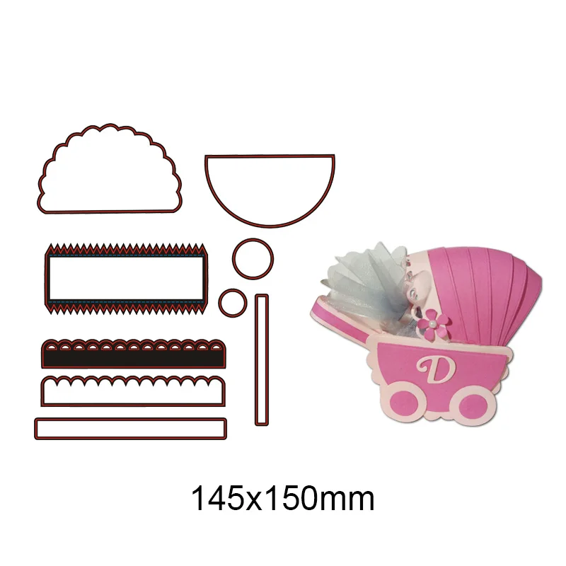  Baby Cart DIY Cutting Dies Scrapbooking Carbon steel Die Decor Invitation Cards Embossing Dies Sten - 32964757548