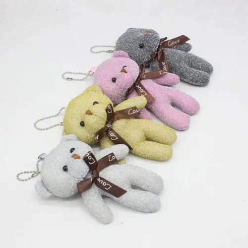 Bright silk bow tie, teddy bear doll, big head bear bag pendant, DIY creative mobile phone shell accessories, baby clothes, hats, shoes accessories, wedding promotion gifts 2