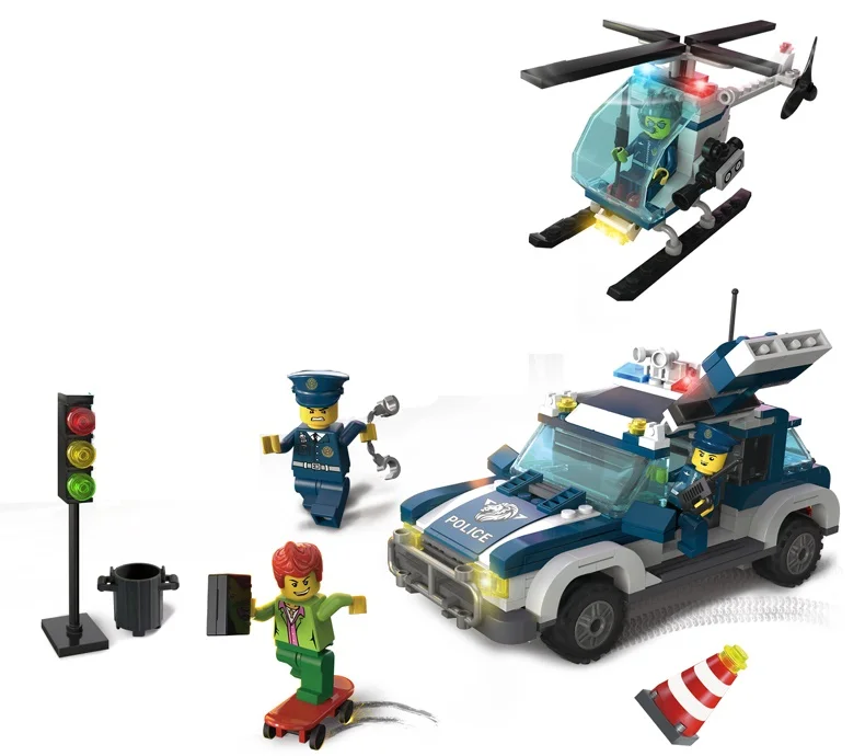 Просвещения Building Block City Cars Полиция Сват Car 394 шт. Развивающие игрушки Кирпичи мальчик подарок-без коробки