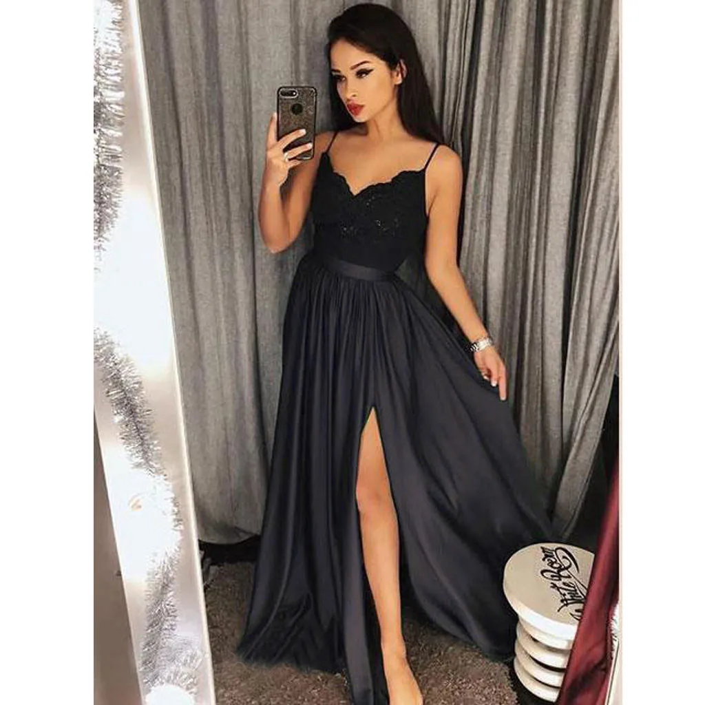 JAYCOSIN Fashion Dresses Woman Party Night Deep V-Neck Strap Casual Floral Dress Maxi Elegant Ladies Party Night Dress Jul12