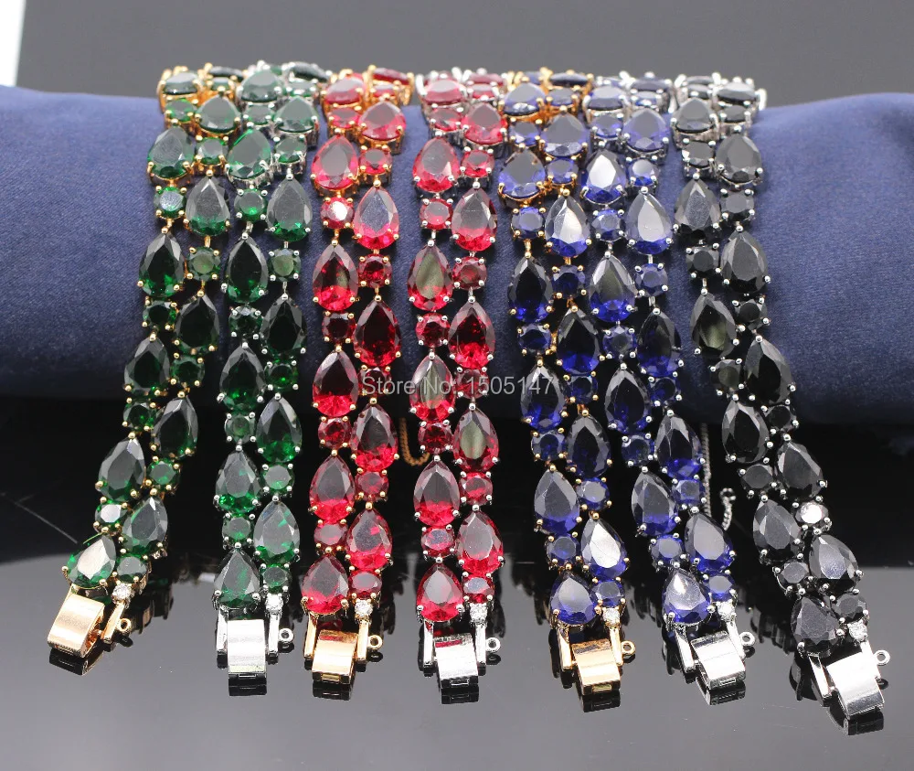 

GZJY Fashion Simple multicolor bracelet gold color crystal cuff bracelet bangles for women wedding party jewelry 7colors