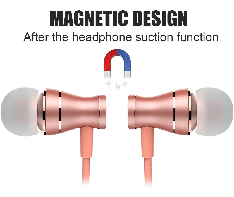In-Ear Earphone Headset In-line Control Magnetic Clarity Stereo Sound With Mic Earphones For iPhone Mobile Phone MP3 MP4