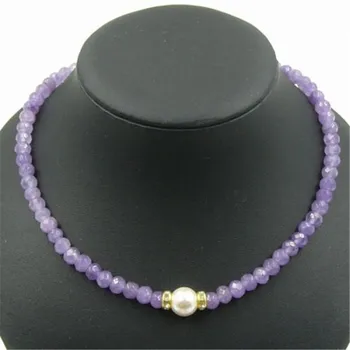 

Vintage Classic Natural Stone Jewelry Noble Elegant Amethysts Beaded Chain Strand necklace with Shell Pearl
