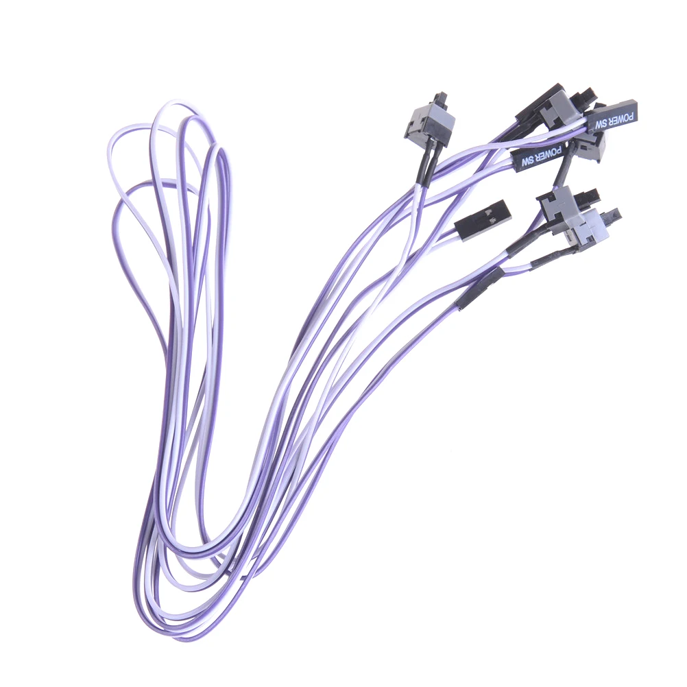 

5pcs Computer Motherboard Power Cable Switch On/Off/Reset Button Replacement Power Momentary Push Button Switch Connector Cable