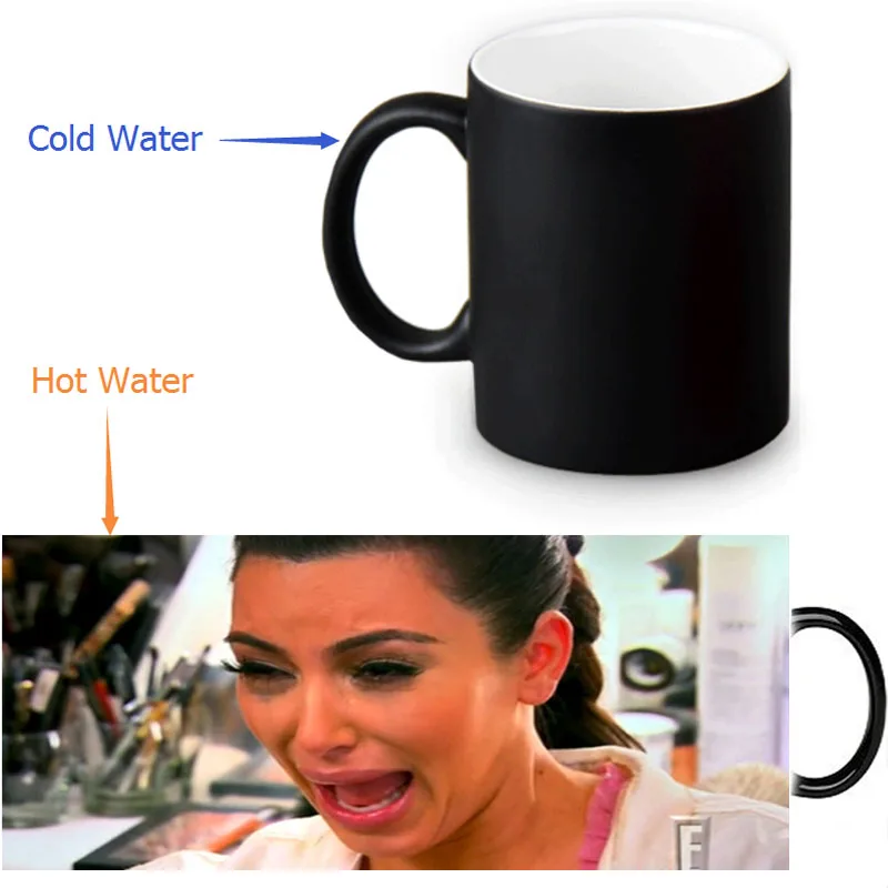 Kim Kardashian Heat Reveal Mug Color Change Coffee Cup Sensitive
