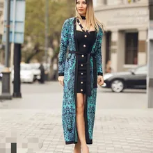 Высокое качество знаменитостей женские пальто кардиган жаккард длинные Think модные куртки верхняя одежда