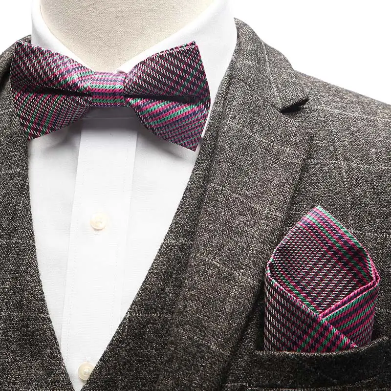 YISHLINE набор-2 мужской галстук-бабочка и карманный квадратный набор в полоску с цветочным узором пейсли мужские галстуки смокинг Свадебные аксессуары регулируемые - Цвет: YW2B-53