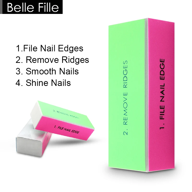 Belle Fille буферный блок четыре стороны красочные ногтей Полировка спонж для