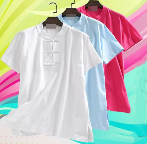 

unisex Summer cotton short sleeve kung fu martial arts shirts lay meditation suits wushu tai chi wing chun uniforms grayblue