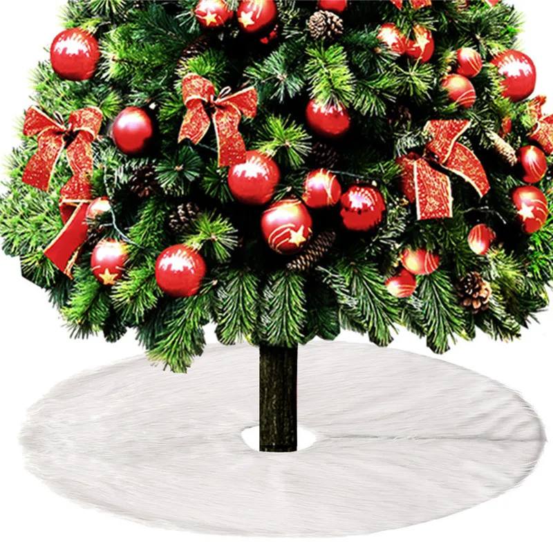 

50pcs/lot 78/90/122cm Snow Plush Christmas Tree Skirt Base Floor Mat Cover for XMAS Party Home Decorations