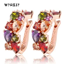 Luxury Clip Earrings Rose Gold Color AAA Cubic Zircon CZ Crystal Part For Women Fashion Jewelry