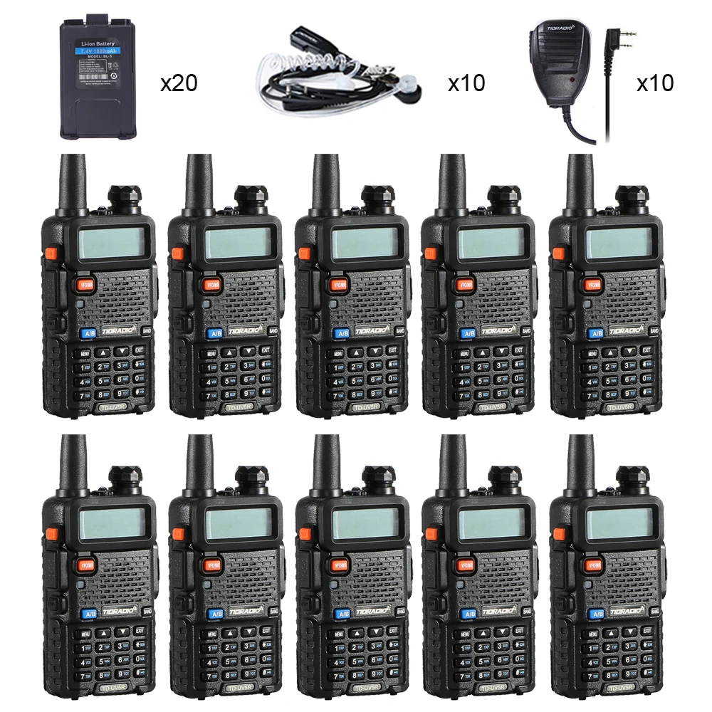 10 шт. рация TD UV5R радиостанции VHF UHF 136-174 МГц и 400-520 МГц профессиональная портативная рация