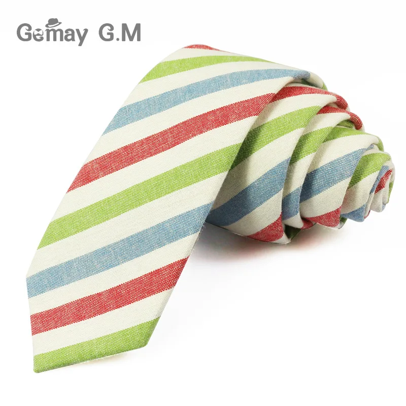 New Fashion Mens Ties Cotton Necktie for Men Causal Stripe Tie For Man Bussines Corbatas Bridegroom Party Slim Neckties