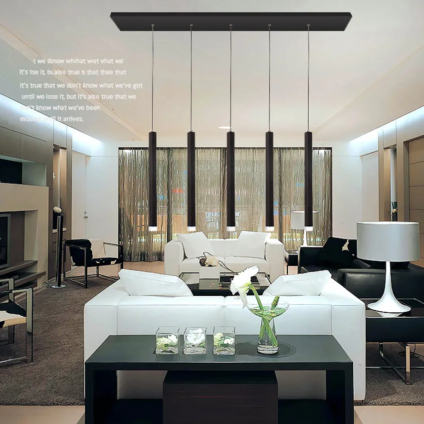 

Moderm 1 Head square Long Tube Led Pendant Lamp with Led Chips Length 30-100cm Round Bar Led Pendant Lights for Home Lighting
