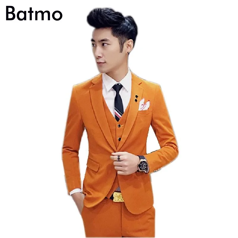 2017 новое поступление хлопок высокого качества однобортные оранжевые костюмы для