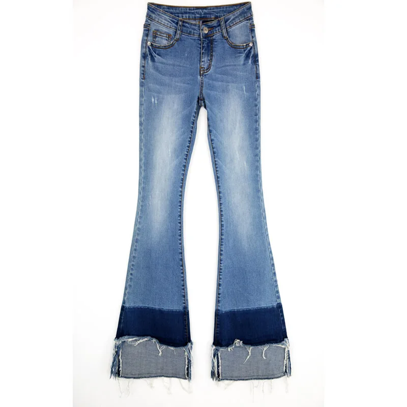 Новые модные брюки, джинсы с яркой отделкой Для женщин джинсы для девушек из джинсовой ткани женские, с расклешенным джинсы на осень, весну зимние джинсовые штаны - Цвет: blue color