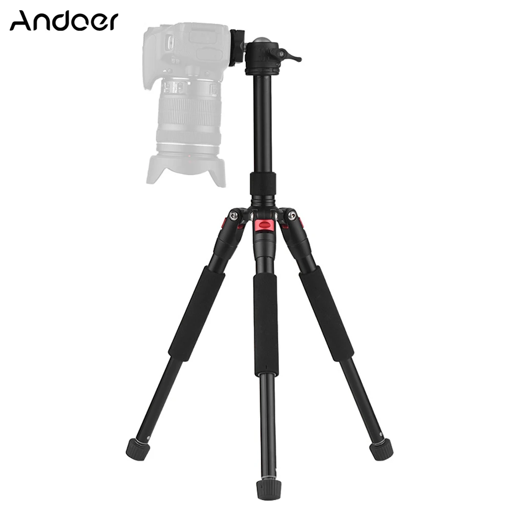 

Andoer K521S Portable Extendable Al Alloy Tripod with Mini Ball Head for Canon Nikon Sony DSLR ILDC Cameras Max. Load 5kg 87cm