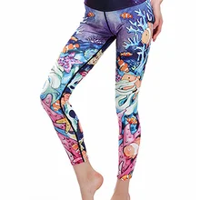 Женские Эластичные облегающие штаны с принтом в виде рыбки для тренировки в тренажерном зале для йоги бега занятий спортом леггинсы для фитнеса дропшиппинг
