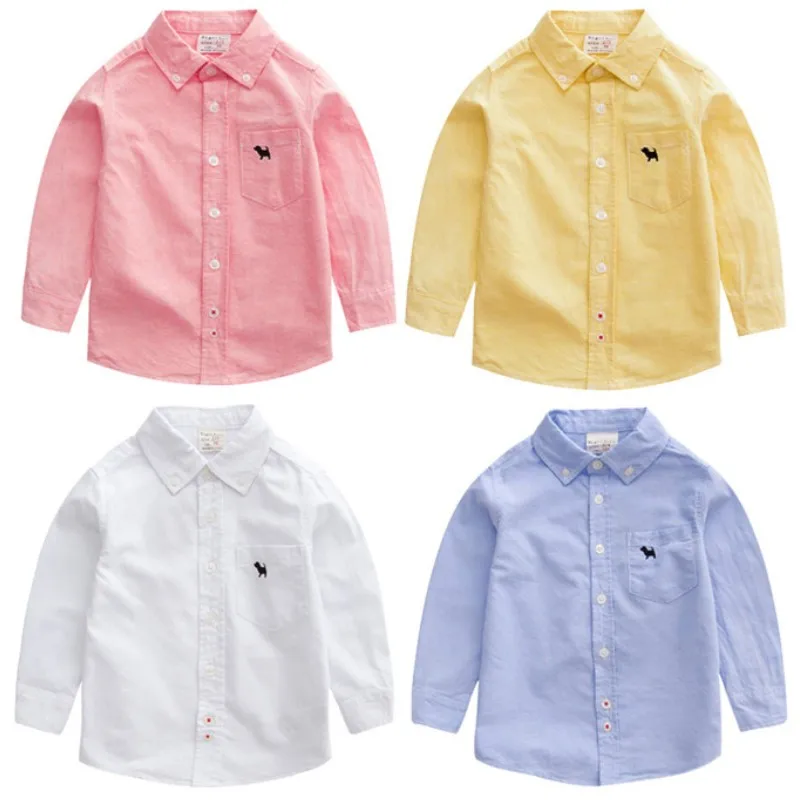 Рубашки для мальчиков Модная хлопковая детская одежда Высококачественная школьная форма рубашка брендовые рубашки для мальчиков весенне-Осенняя детская одежда