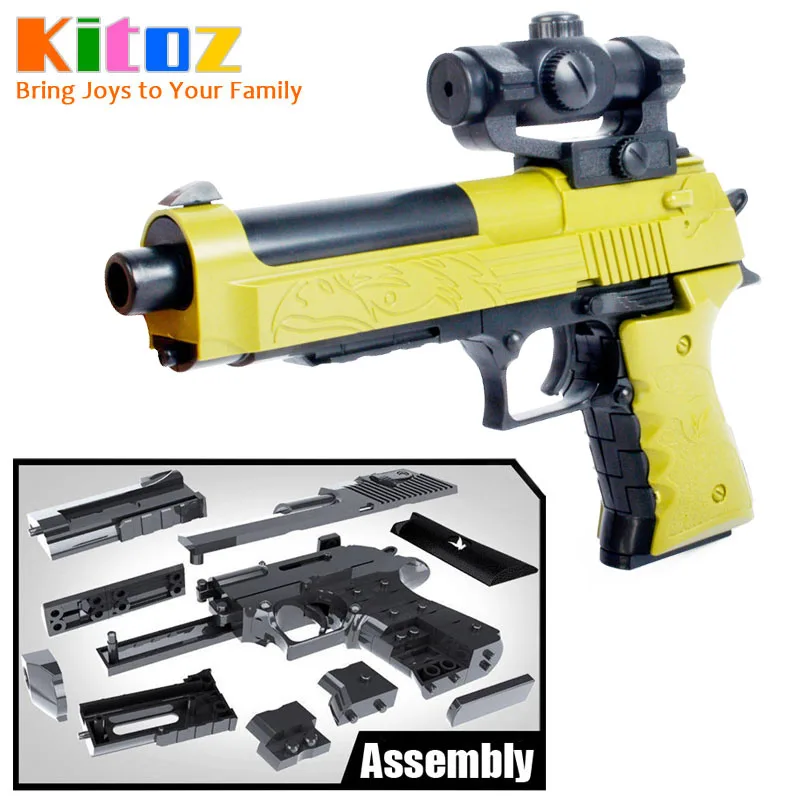 

Kitoz DIY Building Block Toy Gun Pistol Rifle 3D Miniature Model Assembly Plastic Toy Gun for Boy Desert Eagle with Instruction