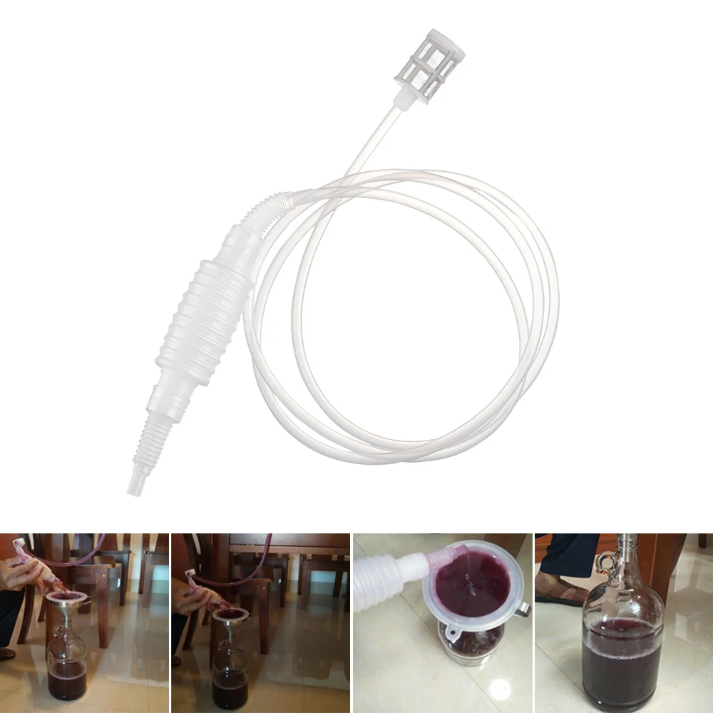 

1.8M Home Brew Syphon Pack for Wine Making Transparent Plastic Hand Knead Siphon Filter Tube Set