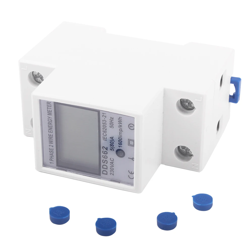 Single Phase Two Wire LCD Digital Display Wattmeter Power Consumption Energy Electric Meter kWh AC 230V 50Hz Electric Din Rail