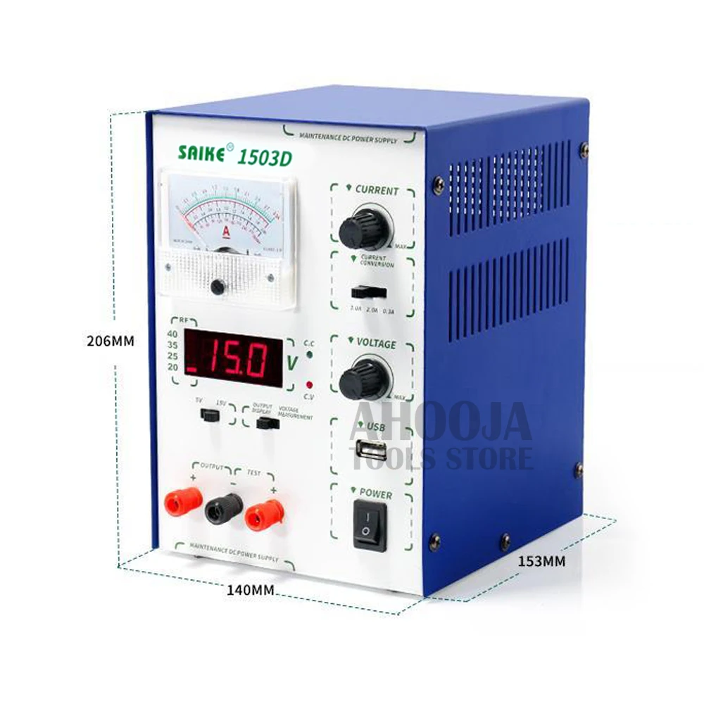 Цифровой дисплей для ремонта телефона SAIKE 1503D 15 В 3 А регулируемый выключатель
