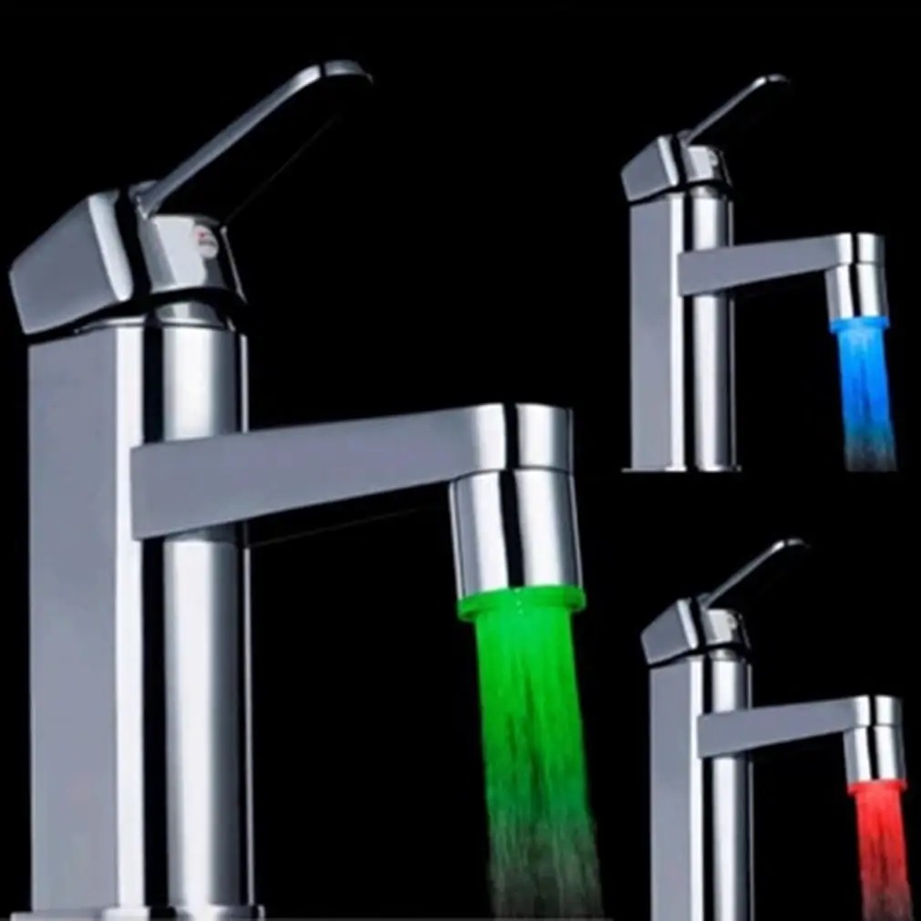 

7 Colors RGB Changing Glow LED Water Faucet Stream Light Shower Tap Head Kitchen Pressure Sensor Bathroom Accessory