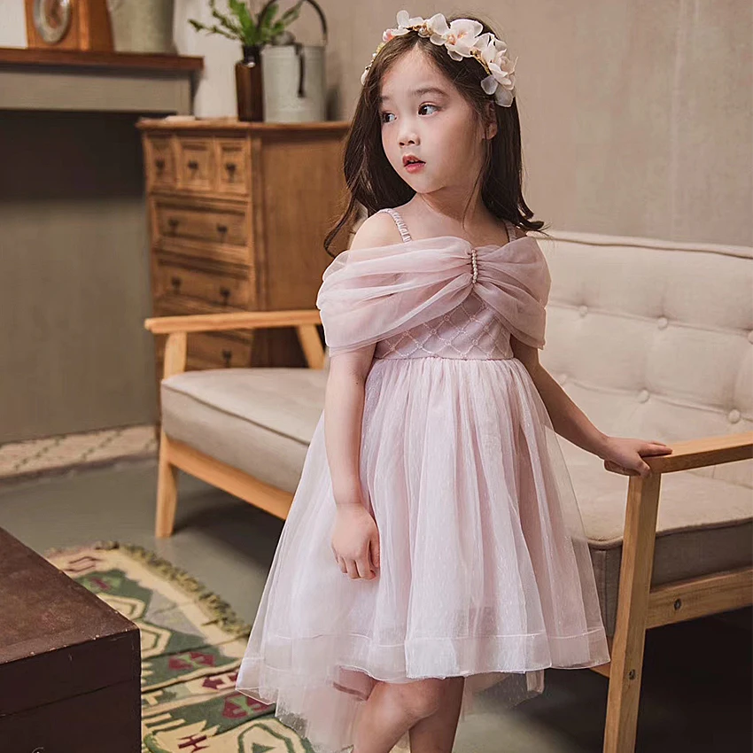 

5390 Pearls Lace Tutu Princess Baby Girl Dress 2019 New Summer Party Wedding Kid Dresses For Girls Wholesale Baby Girl Clothes