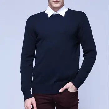 

High quality 100% cotton mens long sleeve o-neck knitted sweaters casual mens pullover sweaters fashion slim mens 8 colors