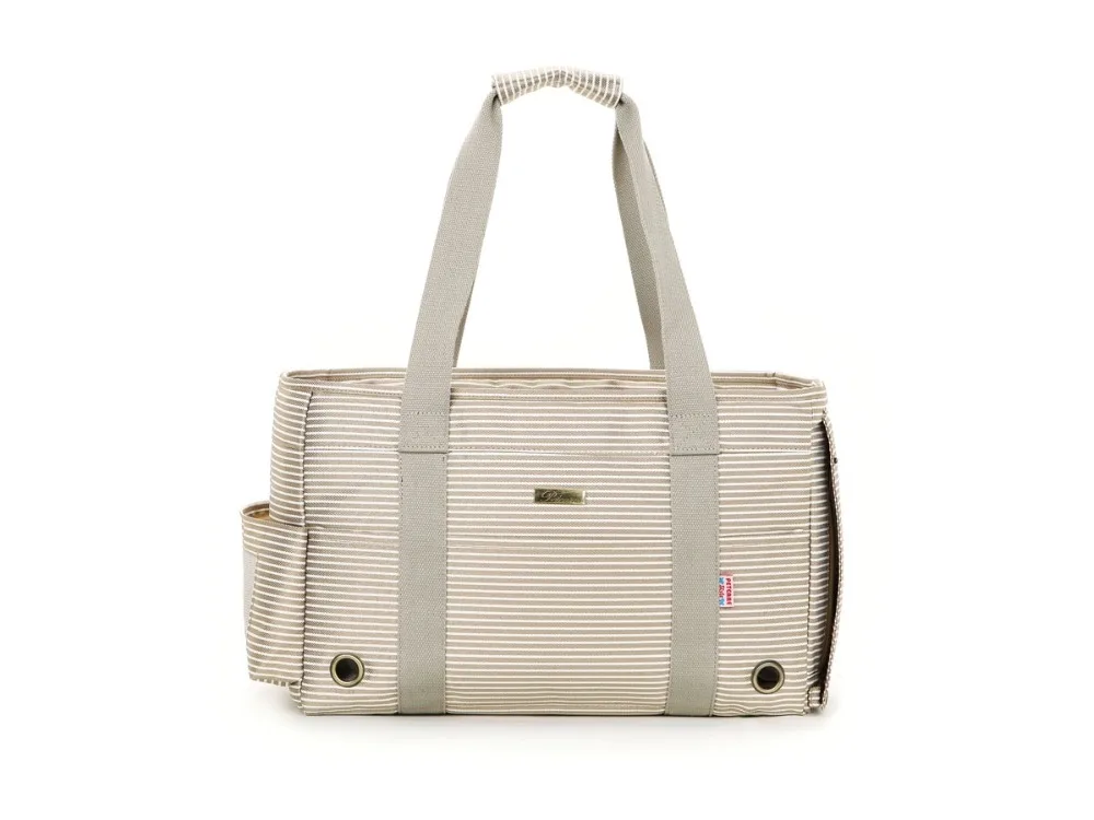 

Khaki Striped Polyester Fashion Pet Dogs Carrier Bag With Breathing Holes Fashion Small Puppy Dogs Bag