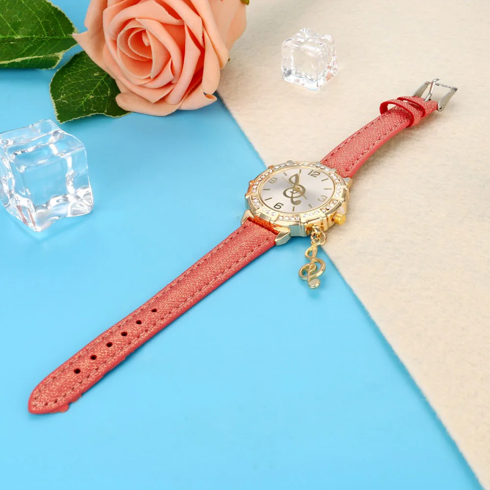 Модные часы женские часы модный музыкальный браслет символ часы женские кожаные повседневные часы для подарка 999