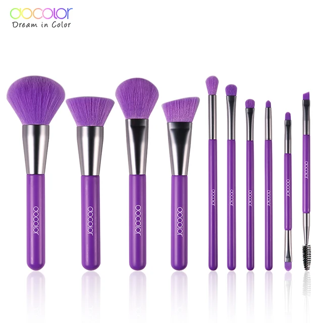 Docolor Professional 10Pcs Makeup Brushes Hair Synthetic Cosmetics Neon Brush Powder Foundation Eyeshadow Make Up Brushes Set 2