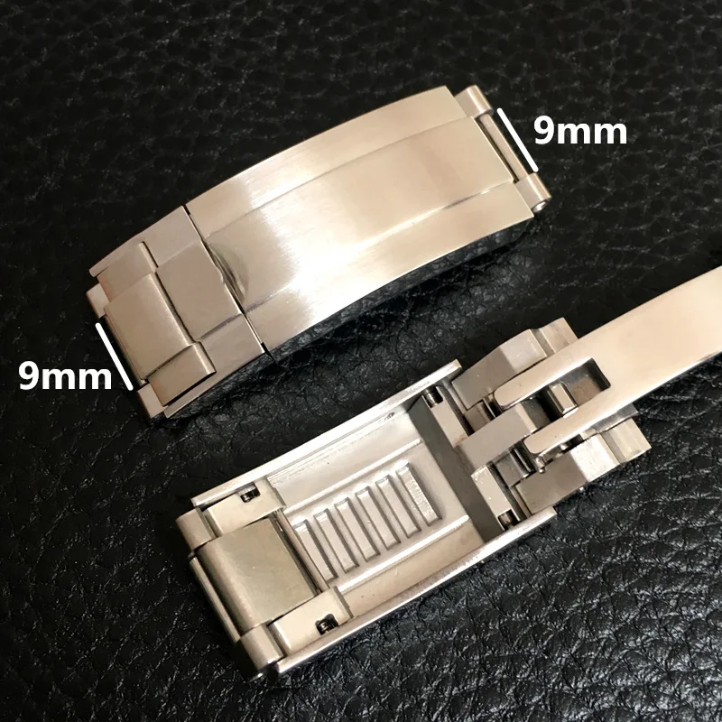 

9mm Stainless Steel Buckle Brushed Silver RX Buckle Oyster Lock For Daytona Submariner GMT Role Easy Adjust Clasp With Crown