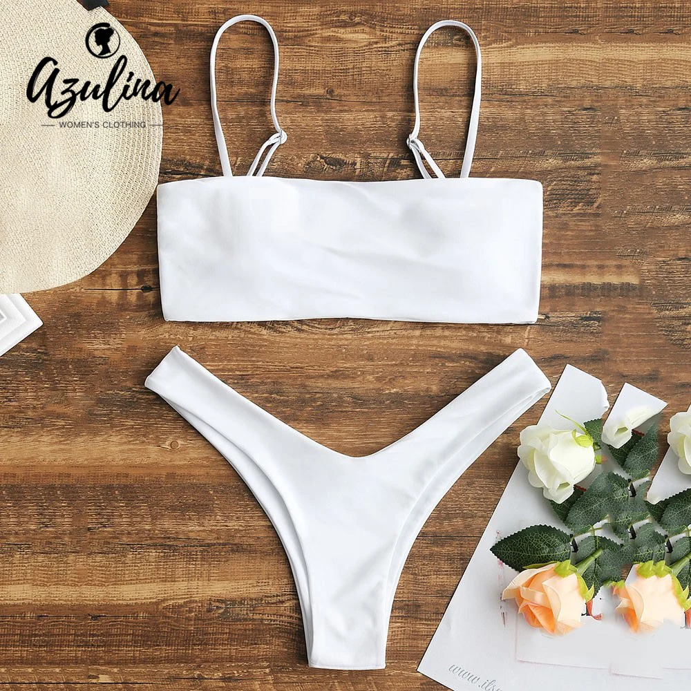 AZULINA Swimwear Cami High Leg Bikini Bathing Suit Women Spaghetti Straps Bikini Push Up High Cut Biquini Maillot De Bain Femme AZULINA Swimwear Cami High Leg Bikini Bathing Suit Women Spaghetti Straps Bikini Push Up High Cut Biquini Maillot De Bain Femme