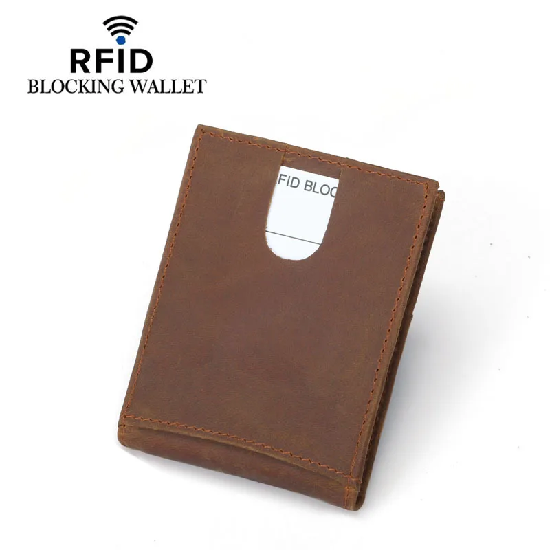 Мужской тонкий мини кошелек из натуральной кожи с RFID защитой|Держатели для карт и