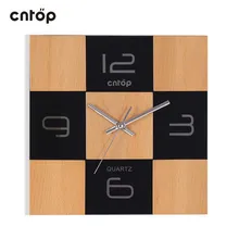 Modern design high-grade wood wall clock mute simple home decoration square black brown Environmentally friendly wall clock