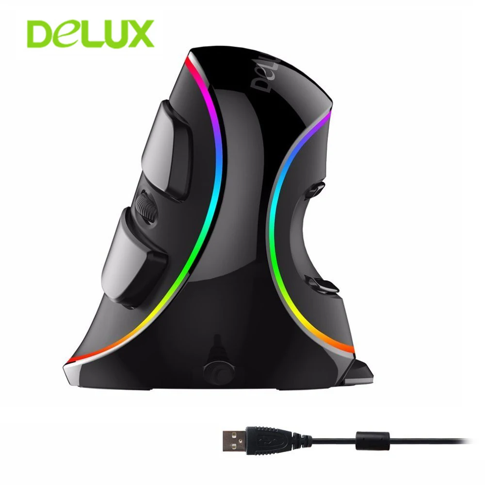 Мышь Вертикальная оптическая Delux M618 Plus со светодиодной подсветильник кой 6