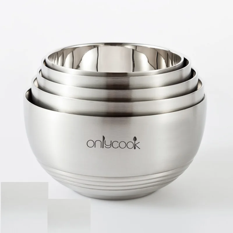 

Bowl 304 Stainless Steel Double-Layer Anti-scalding Insulation Deepen Modern Fashion Eco-Friendly Beautiful Househould Handmade
