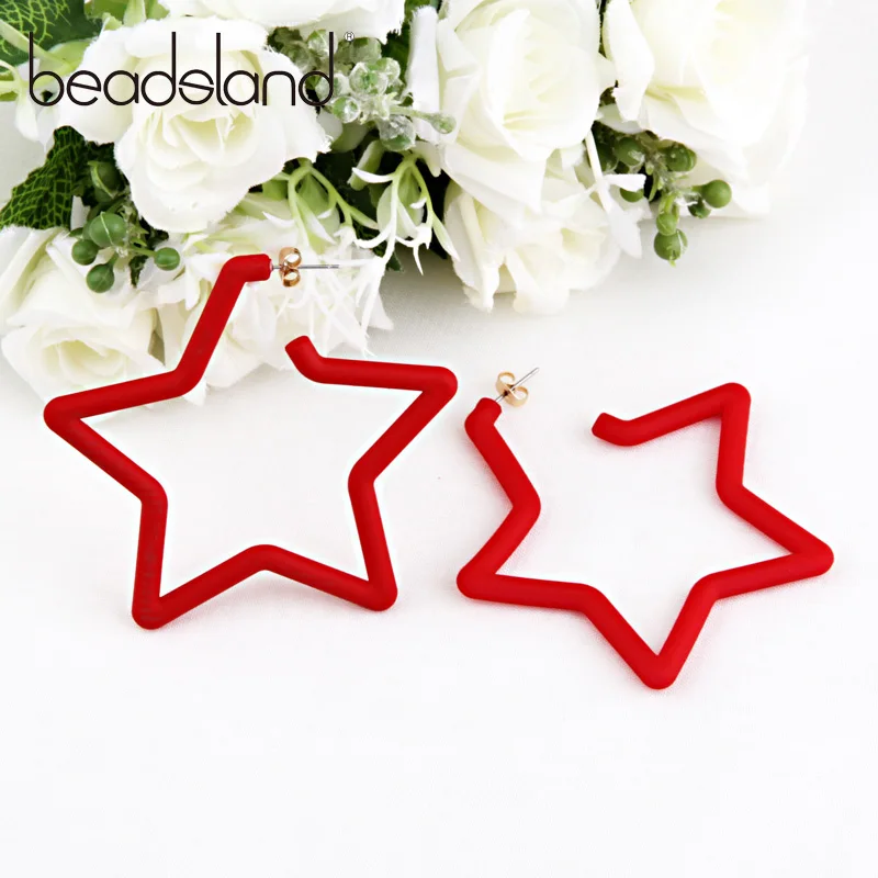 Beadsland Уксусные акриловые серьги кольца в форме звезды карамельного цвета Модные