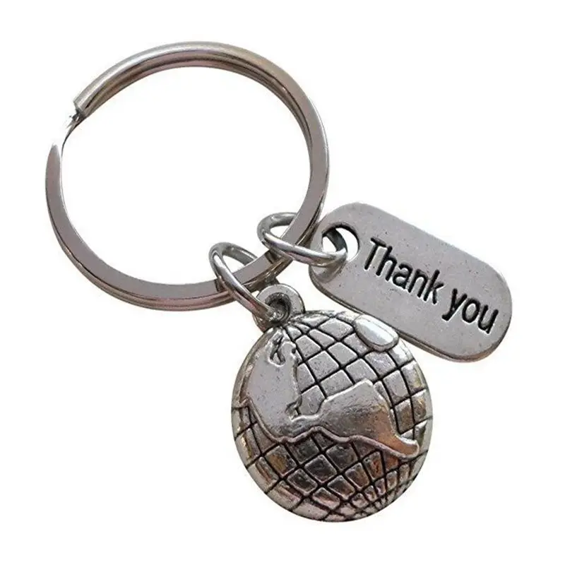 Спасибо по всему миру брелок Chic брелок для ключей с земным шаром День благодарения учитель вечерние Вечеринка подарки сувенирные брелки кольца ювелирные изделия